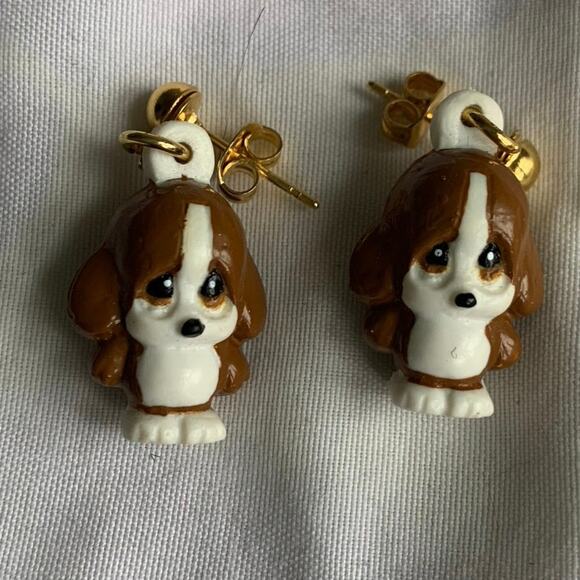 Resin Dog Puppy Brooch Pin and Plastic Dog Puppy Earrings Bundle - Picture 8 of 8